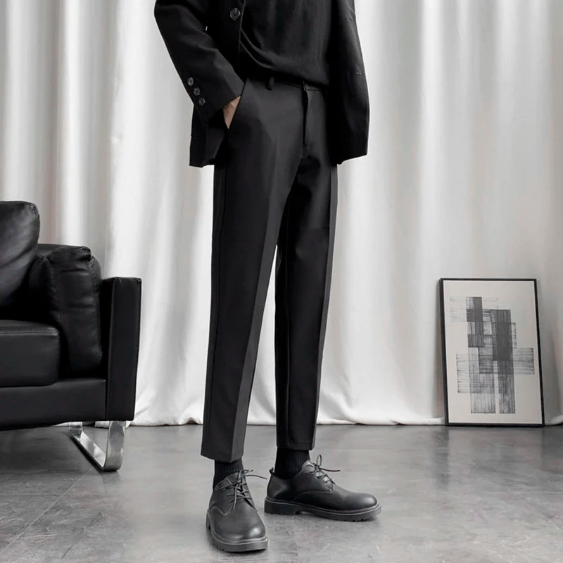 Business Casual New Men's Suit Pants Drape Pencil Bottom Straight Leg Male Trousers Korean Style Autumn Simple 2024 9C6809