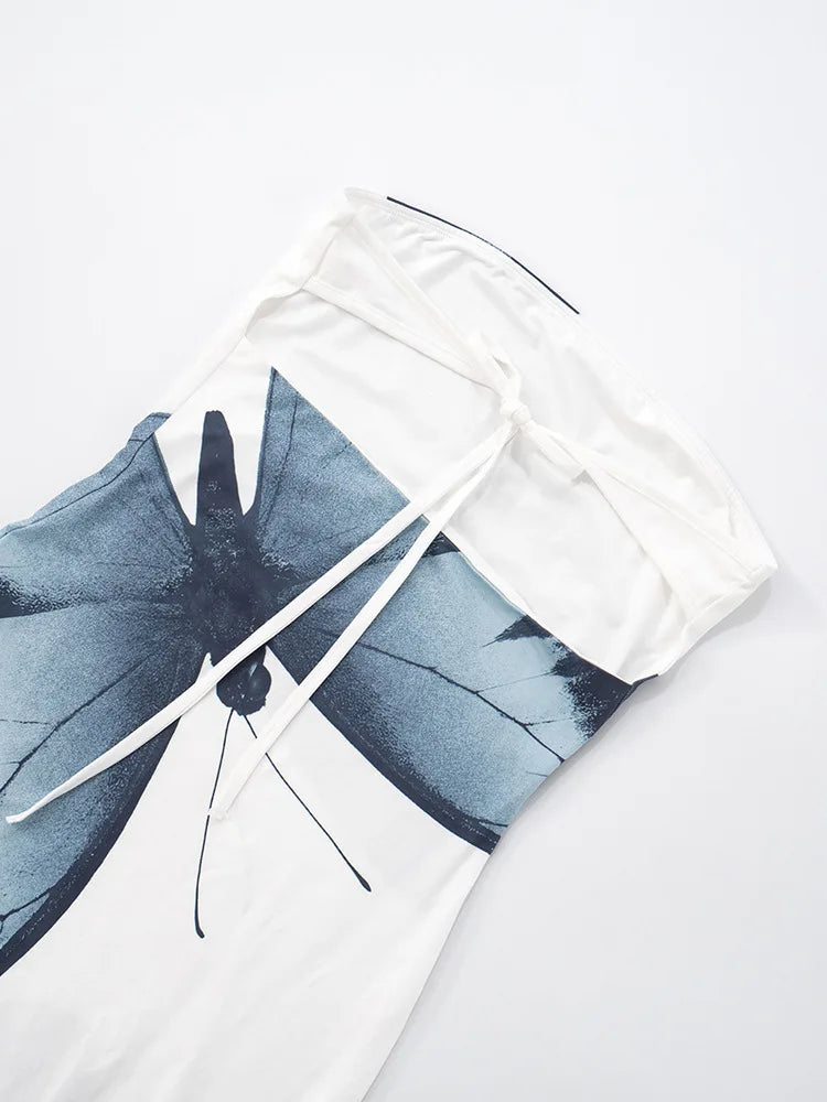 Off-shoulder Print Sexy Maxi Dress Women Summer New Strapless Sleeveless Backless High Waist Beach Holiday Long Dress