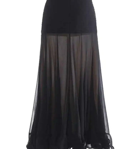 High Waist Black Pleated Chiffon Mesh Elegant Long Half-body Skirt Women Fashion Tide New Spring Autumn 2025 1DH9156