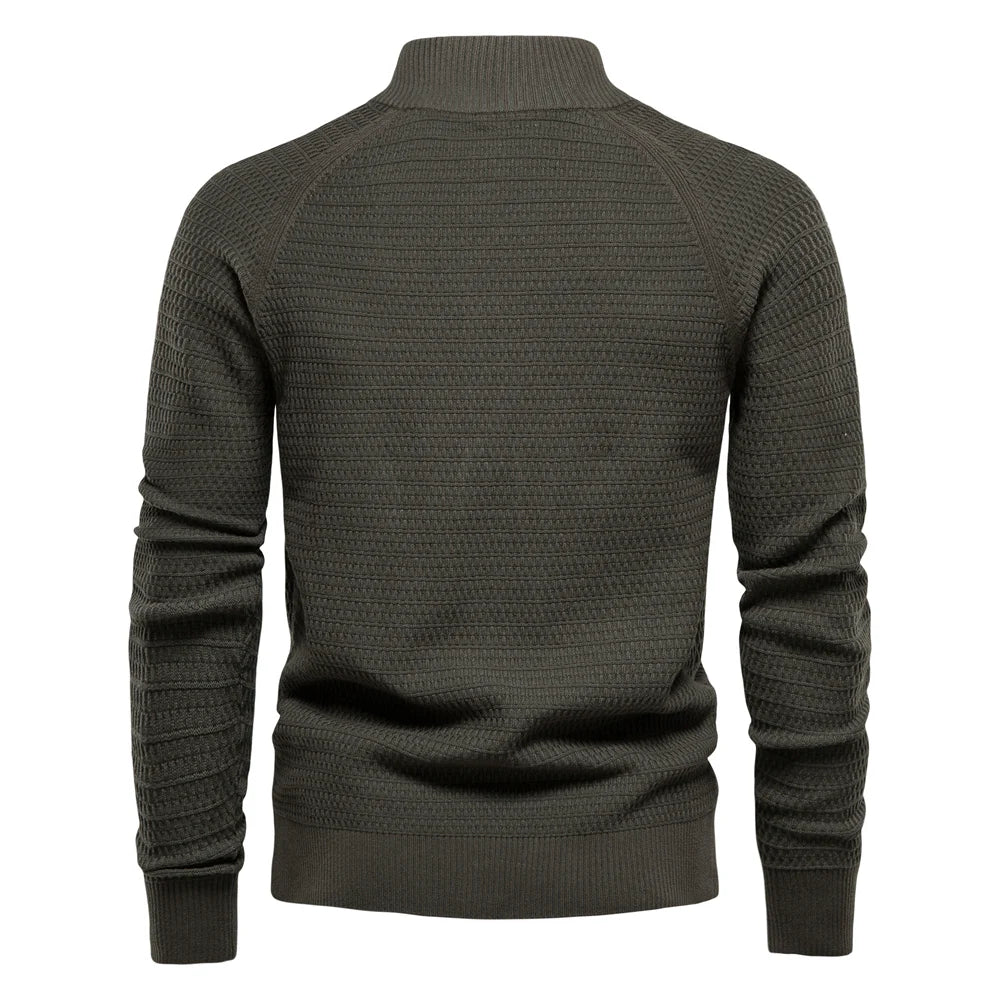 Knitted Mens Cardigan Cotton High Quality Button Mock Neck Sweater for Men New Winter Fashion Designer Cardigans Men