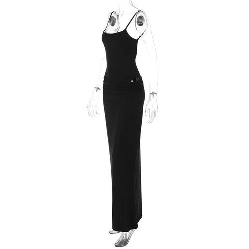 Load image into Gallery viewer, Black Sexy Dress Sets Women Spaghetti Strap Bodysuit And Maxi Skirt Matching Sets Backless Slim Fit Long Skirt Set
