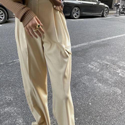 Load image into Gallery viewer, Solid Minimalist Wide Leg Pants For Women High Waist Loose Casual Trousers Female Spring Clothing Style
