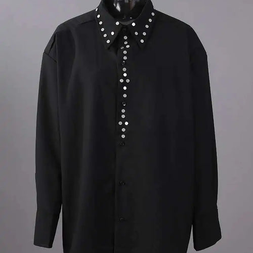 Load image into Gallery viewer, Women White Rivet Spliced Big Size Casual Blouse New Lapel Long Sleeve Shirt Fashion Tide Spring Autumn 2025 CPG2917
