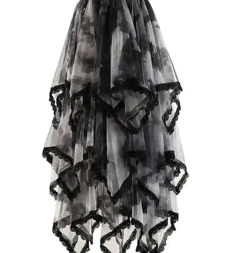 High Elastic Waist Red Irregular Lace Mesh A-line Midi Half-body Skirt Women Fashion Tide New Spring Autumn 2025 1DH9407