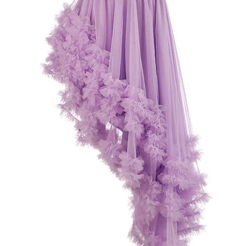 Load image into Gallery viewer, High Elastic Waist Purple Irregular Mesh Long Cake Half-body Skirt Women Fashion Tide New Spring Autumn 2025  1DF8498
