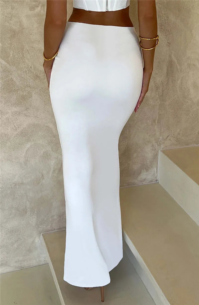 Thickened Fabric Sexy Maxi Skirt Women 2023 Autumn Winter New Solid High Waist Skinny Club Party Long Skirt Elegant