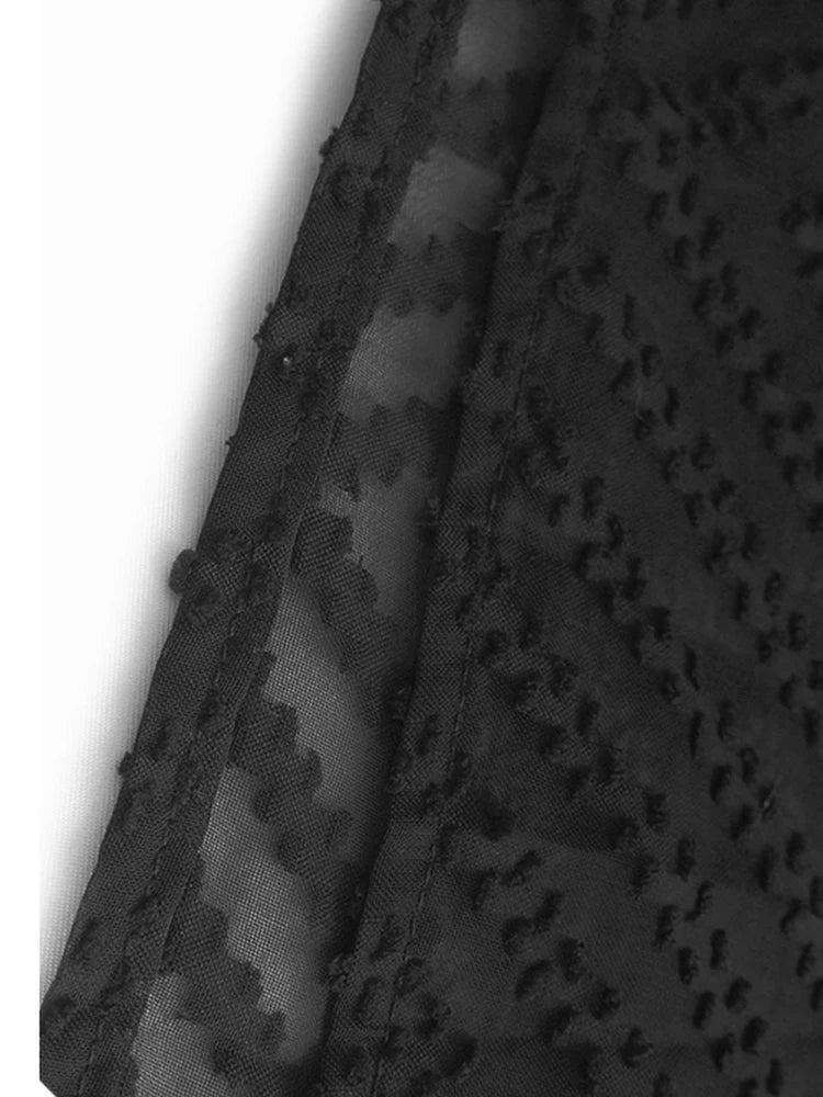 Women Blue Grid Hollow Out Big Size Midi Shirt Dress New Lapel Short Sleeve Fashion Tide Spring Summer 2025 1DJ1208