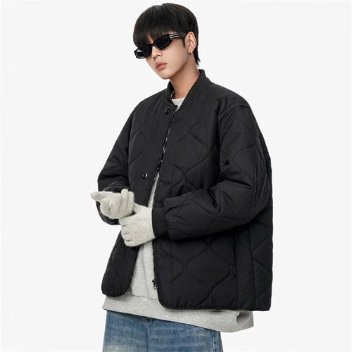 Load image into Gallery viewer, Winter Men&#39;s Padded Jackets Solid Color Stand Collar Plaid Design Single Breasted Zipper Korean Style Male Coats New 9C8542
