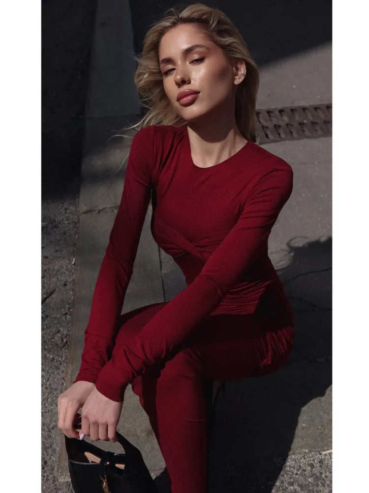 Elegant Long Sleeved Elastic Tight Dress Women Pleated Double-layer Party Club Evening Dress Female Slim Vestido 2024