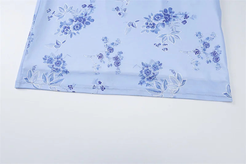 Summer Backless Print Maxi Dress Women Beach Holiday Gown Elegant Halter Deep V Neck Sleeveless Bodycon Long Dress