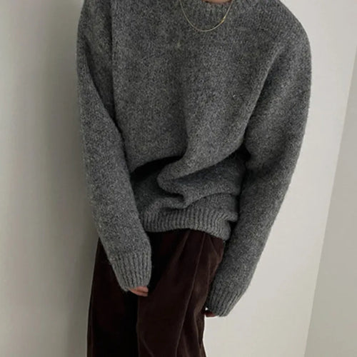 Load image into Gallery viewer, Men&#39;s Knitting Top Casual Loose Round Neck Pullover Sweater Autumn Korean Fashion Male Solid Color Knits 9C2387
