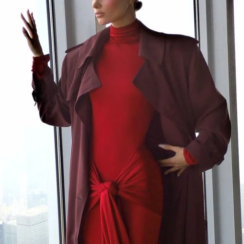 Load image into Gallery viewer, High Neck Long Sleeve Bodycon Dress For Women Tight Elastic Lace Up Maxi Long Dress Autumn 2023 New Party Club Vestidos
