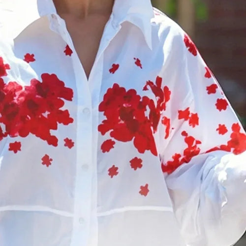 Load image into Gallery viewer, Women’s Loose High-low Hem Shirts Blouses Spring and Autumn 2025 Woman Long Sleeve Fashion Printed Elegant Tops Female
