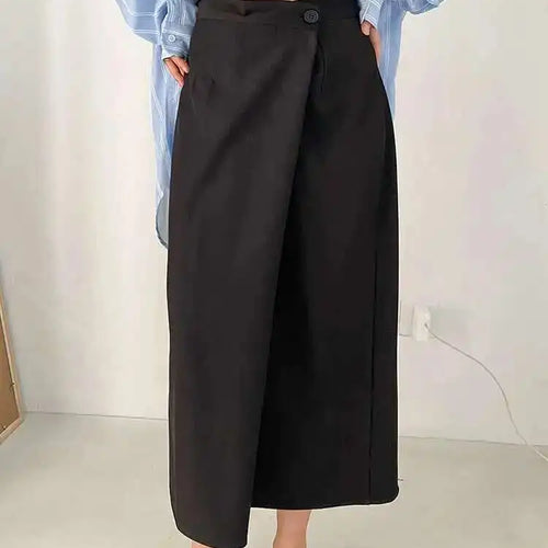Load image into Gallery viewer, High Waist Black Irregular Spliced Long Elegant Half-body Skirt Women Fashion Tide New Spring Autumn 2025 1DF1470
