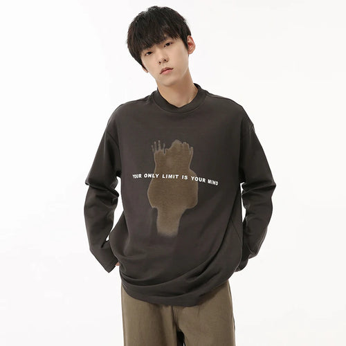 Load image into Gallery viewer, American Style Men&#39;s T-shirts Letter Printing Round Collar Long Sleeve Male Pullover Tops Autumn Trend 9C6824
