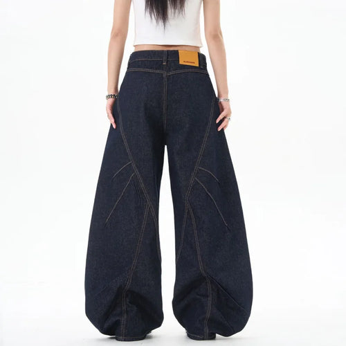 Load image into Gallery viewer, Streetwear Male Jeans Buttonhole Loose Curved Knife Jean Trendy High Street New American Tide Design Wide Leg Men 9W1198
