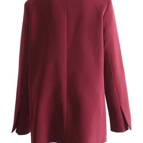Load image into Gallery viewer, Women Wine Red Topstitched Big Size Elegant Blazer New V-neck Long Sleeve Jacket Fashion Tide Spring Autumn 2025 1DH7919
