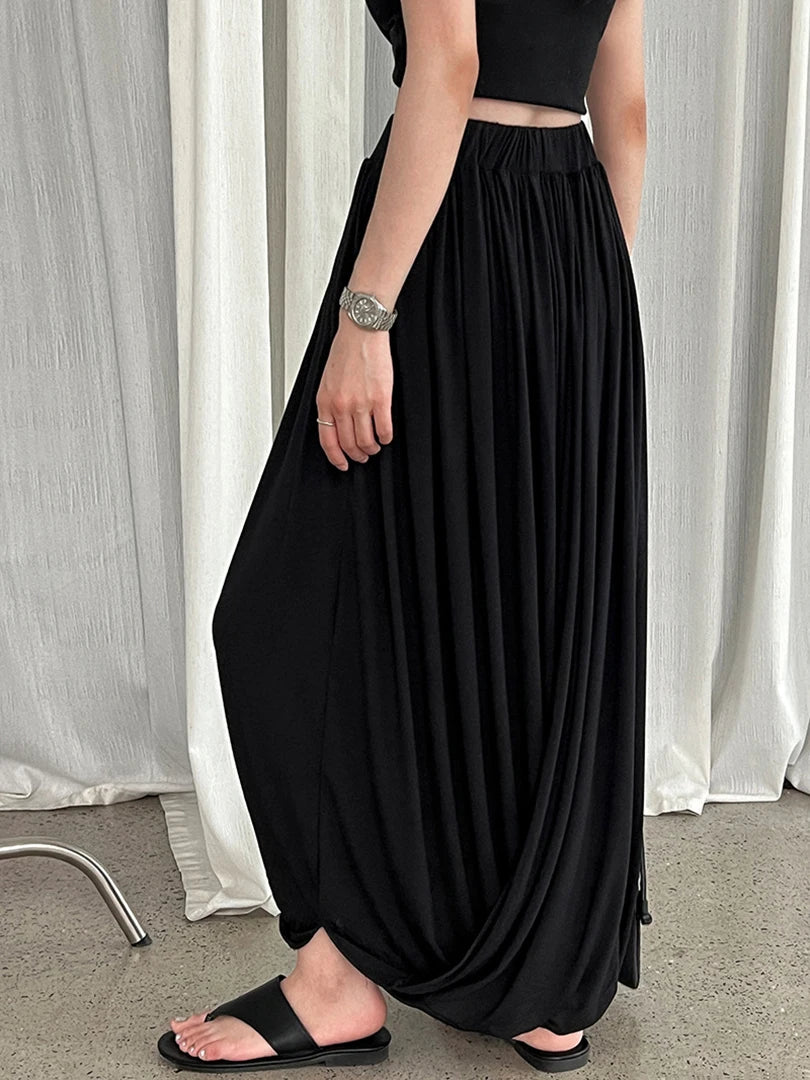 High Elastic Waist Gray Pleated Twisted Elegant Midi Half-body Skirt Women Fashion Tide New Spring Autumn 2025 1DJ1559