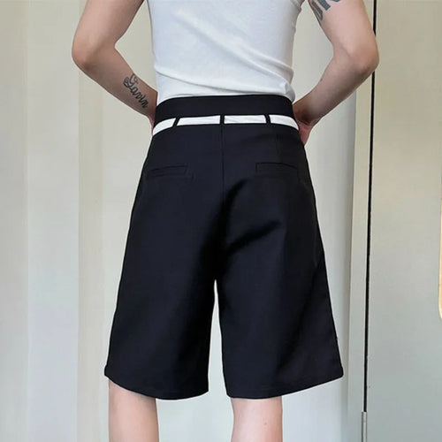 Load image into Gallery viewer, Men&#39;s Trendy Shorts Waist Hollow Out Loose Knee Length Pants Casual Male Korean Soild Color Staright Trouser 9A8173
