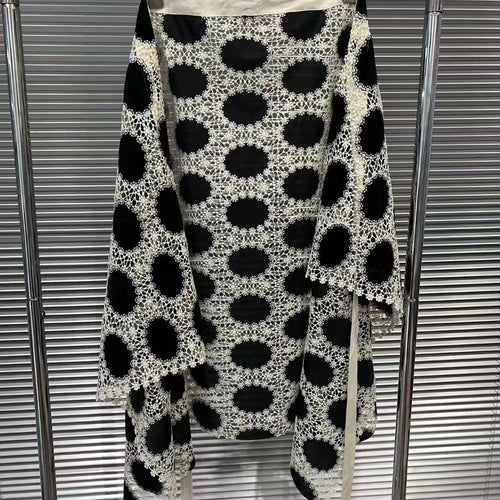 Load image into Gallery viewer, Hit Color Hollow Out Spliced Lace Up Fashion Fart Curtains for Women High Waist Irregular Fart Curtain Female New
