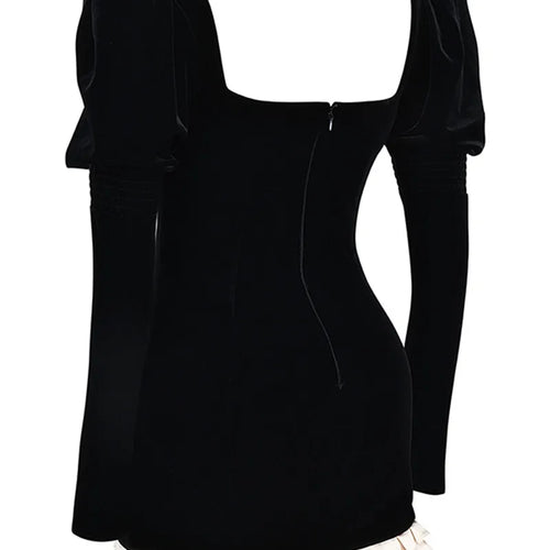 Load image into Gallery viewer, Elegant Long Sleeve Backless Sexy Mini Dress  Women Autumn Winter New Patchwork Square Collar Bodycon Club Party Dress
