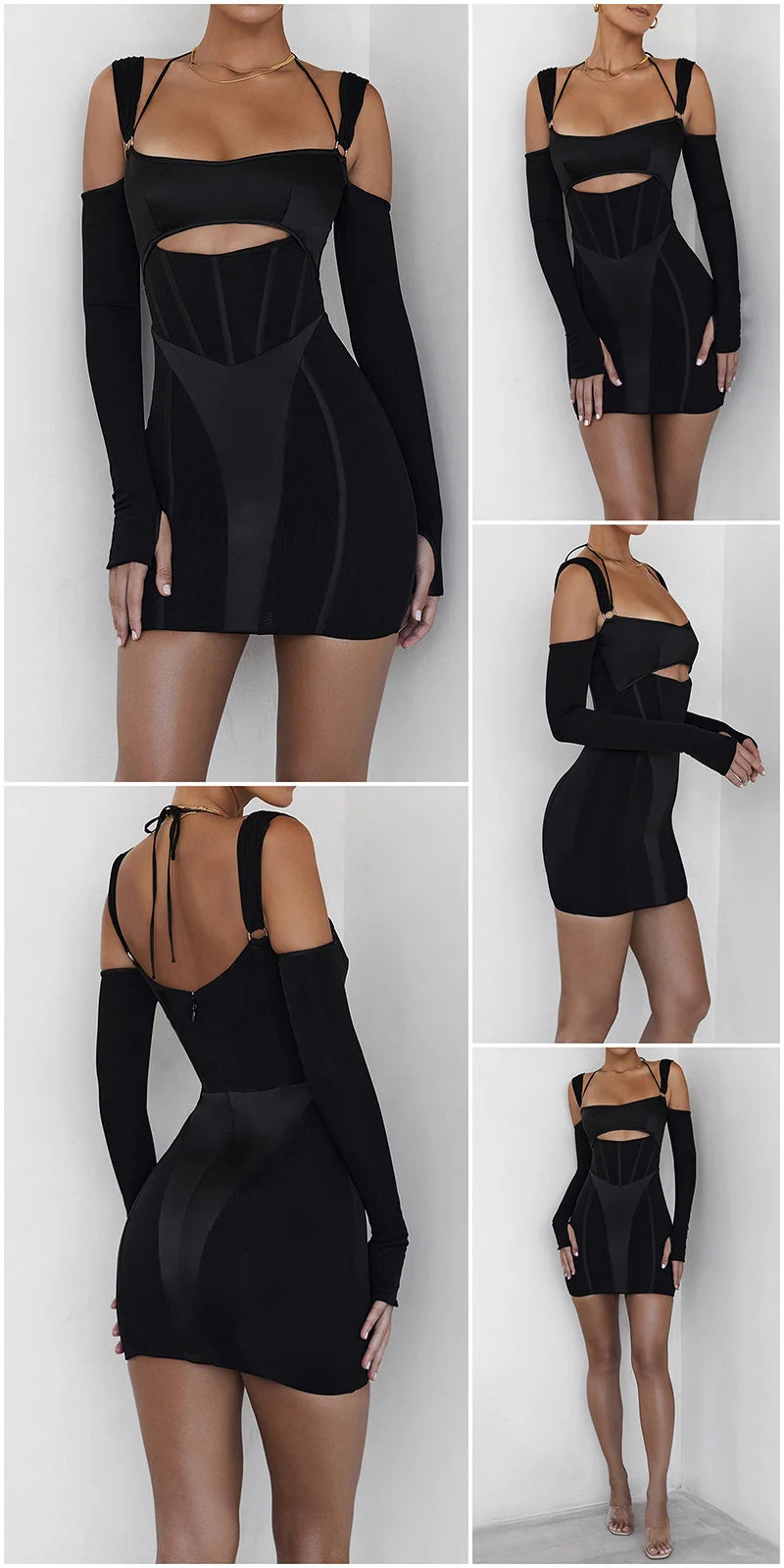 Sexy Hollow Out Backless Mini Dress For Women Elegant Spaghetti Strap Bodycon Party Short Dresses Vestido Clubwear