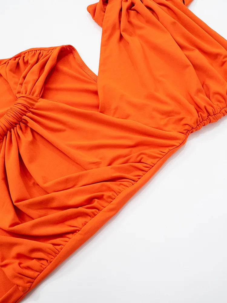 Irregular Ruched Sexy Maxi Dress For Women Gown Hollow Out One Shoulder Sleevelessdraped Bodycon Club Party Long Dress