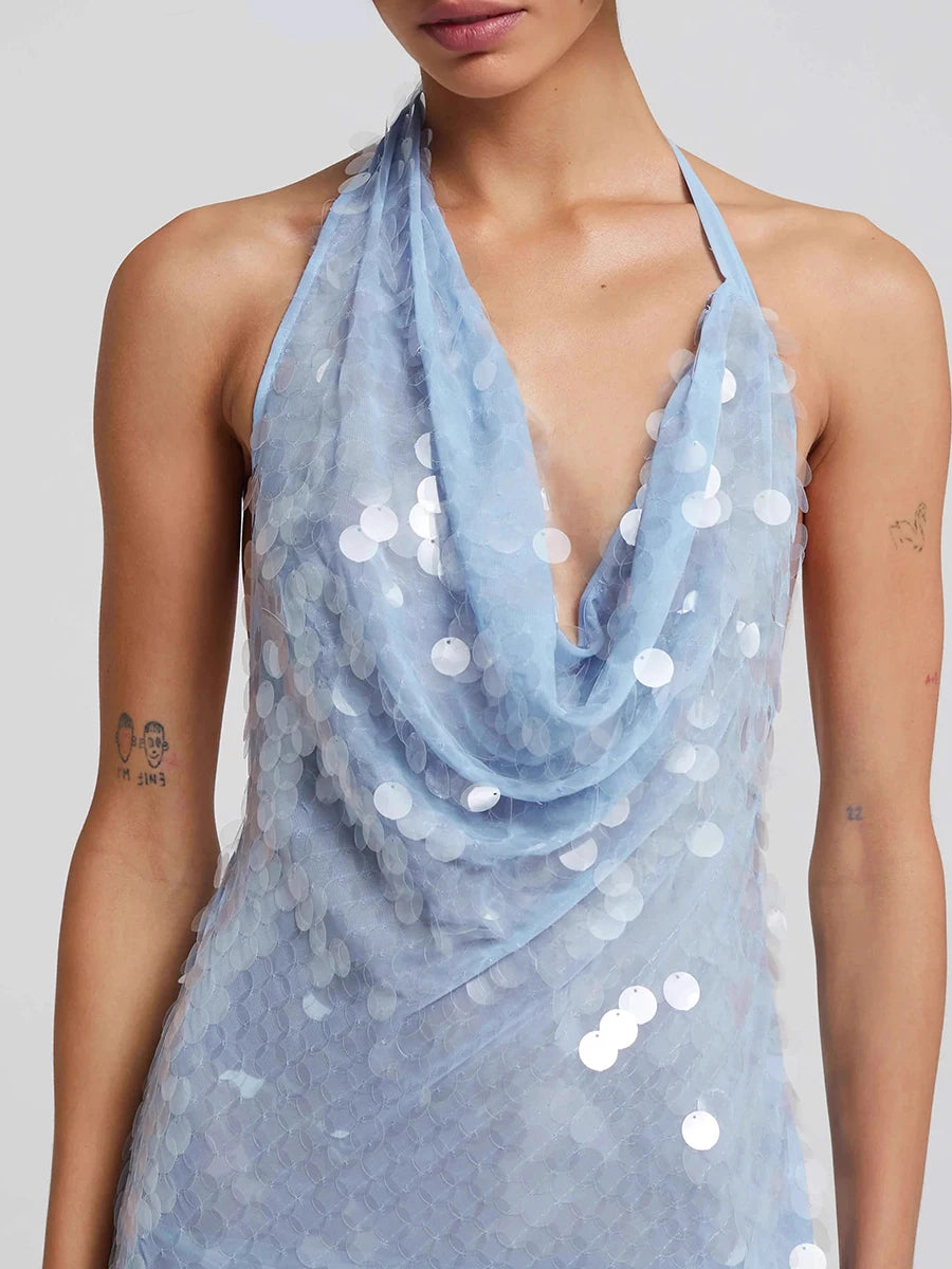 Solid Spliced sequines slimming dresses for women v neck sleeveless high waist sexy minimalist dress female fashion