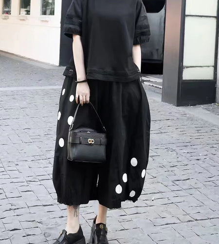 Women Black Lace Hollow Out Big Size Casual T-shirt New Round Neck Short Sleeve Fashion Tide Spring Summer 2025 1DJ1136