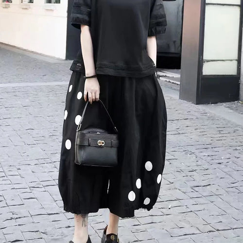 Load image into Gallery viewer, Women Black Lace Hollow Out Big Size Casual T-shirt New Round Neck Short Sleeve Fashion Tide Spring Summer 2025 1DJ1136
