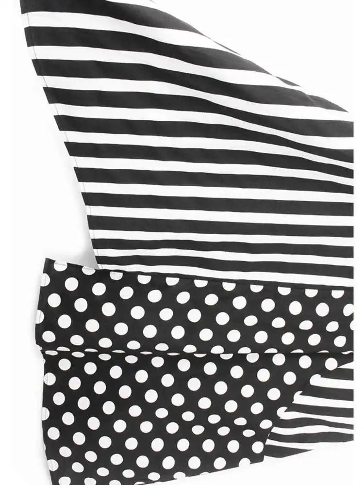 Women Black Dot Printed Big Size Pocket Strap Dress New Square Collar Sleeveless Fashion Tide Spring Autumn 2025 1DH6187