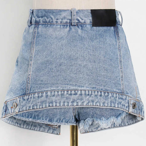 Load image into Gallery viewer, Patchwork Mini Short Pants For Womens High Waist A Line Denim Solid Minimalsit Shorts Skirts Female Clothing Summer
