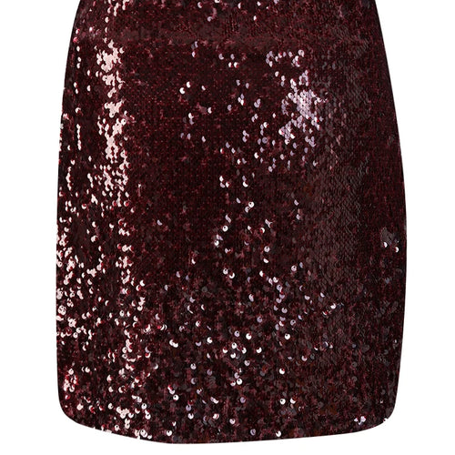 Load image into Gallery viewer, High Waist Wine Red Sequins Shining Elegant Mini Half-body Skirt Women Fashion Tide New Spring Autumn 2025 11A0892
