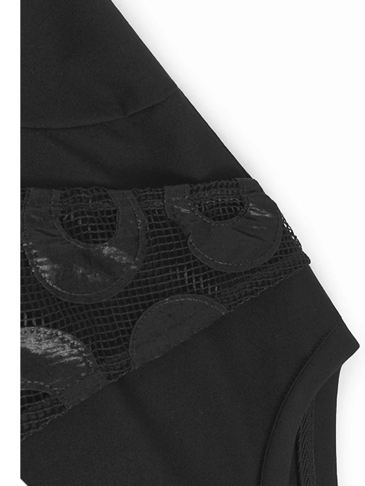 Black Dot T-shirt Hollow Out Skirt Two Pieces Suit New Round Neck Short Sleeve Women Fashion Spring Summer 2025 1DJ1100