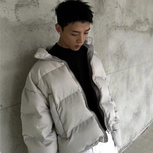 Load image into Gallery viewer, Men&#39;s Cotton Coats Stand Collar Zipper Solid Color Loose Menswear Thickened Fashion Simple Male Padded Jackets 9C9080
