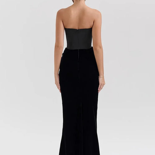 Load image into Gallery viewer, Sexy Strapless Bodycon Patchwork Backless Party Club Evening Dress Women Elegant Tight Long Dress Slim Fishbone Vestido
