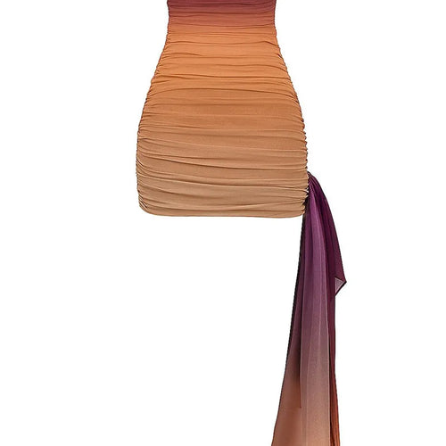 Load image into Gallery viewer, Gradient Off-shoulder Sexy Mini Dress For Women Fashion Strapless Backless Draped Bodycon Party Dress Club Holidays
