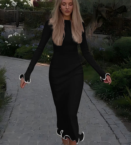 Women Elegant Solid Long Sleeve Backless Lace Up Sexy Bodycon Maxi Prom Dress Autumn Women Y2K Clothes Birthday Party