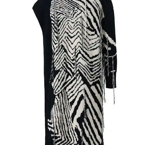 Load image into Gallery viewer, Women  Knitting Striped Tassels Big Size Dress New Round Neck Long Sleeve Loose Fit Fashion Tide Spring Autumn 2025 SG592
