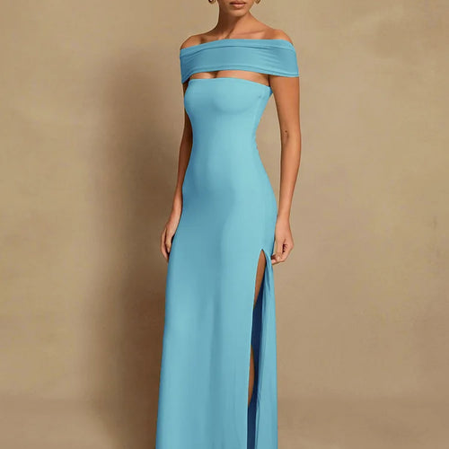 Load image into Gallery viewer, Off-shoulder Strapless Sexy Maxi Dress Women Gown Fashion  Sleeveless Backless High Waist Split Club Party Long Dress
