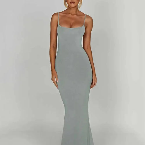 Load image into Gallery viewer, Spaghetti Strap Backless Bodycon Maxi Dress Women Autumn New Thickened Fabric Sleeveless Club Party Sexy Long Dress
