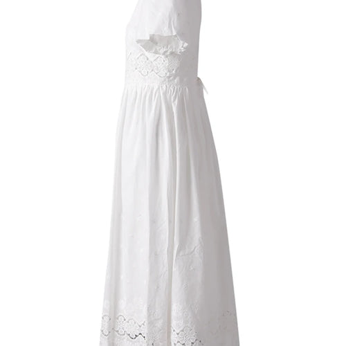 Load image into Gallery viewer, Women White Lace Hollow Out Elegant Slim Dress New Square Collar Short Sleeve Fashion Tide Spring Summer 2025 CPG3161
