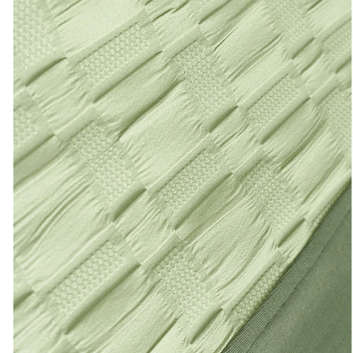 Load image into Gallery viewer, Women Green Plaid Color-block Zipper Big Size T-shirt New Round Neck Short Sleeve Fashion Tide Spring Summer 2025 1DJ0860
