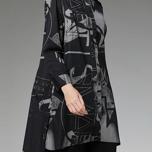 Load image into Gallery viewer, Women Red Pattern Printed Big Size Blouse New Stand Collar Long Sleeve Shirt Fashion Tide Spring Autumn 2025 1DJ1507
