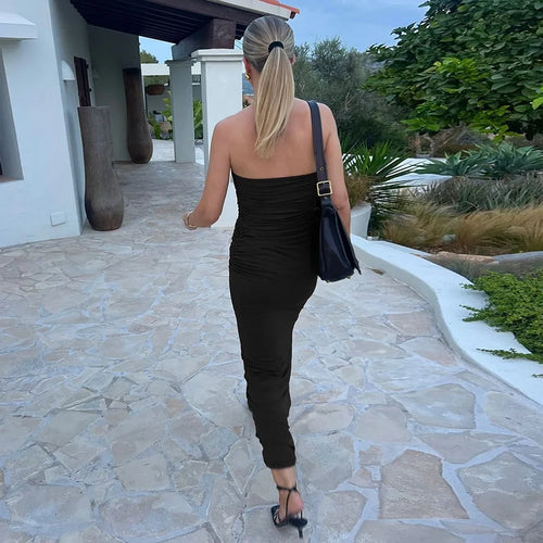 Load image into Gallery viewer, Off-shoulder Strapless Sexy Maxi Dress For Women Solid Sleeveless Backless Bodycon Club Party Sexy Long Dress Elegant
