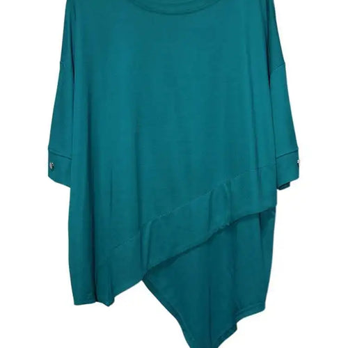 Load image into Gallery viewer, Women Black Irregular Hem Big Size Casual T-shirt New Round Neck Short Sleeve Fashion Tide Spring Summer 2025 1DJ0618
