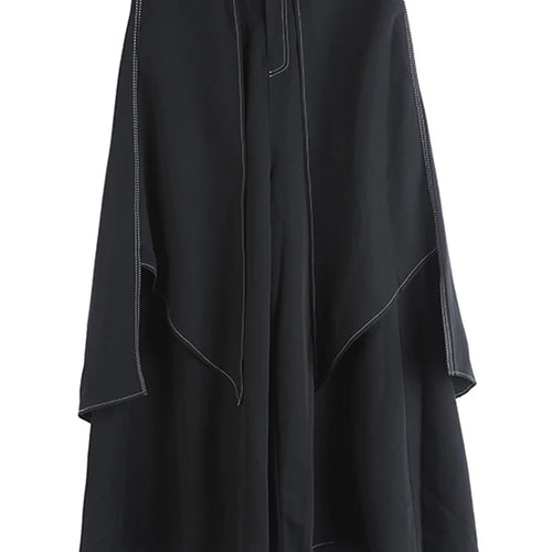 Load image into Gallery viewer, High Elastic Waist Black Irregular Topstitched Wide Leg Pants New Trousers Women Fashion Tide Spring Autumn 2025 1DA613
