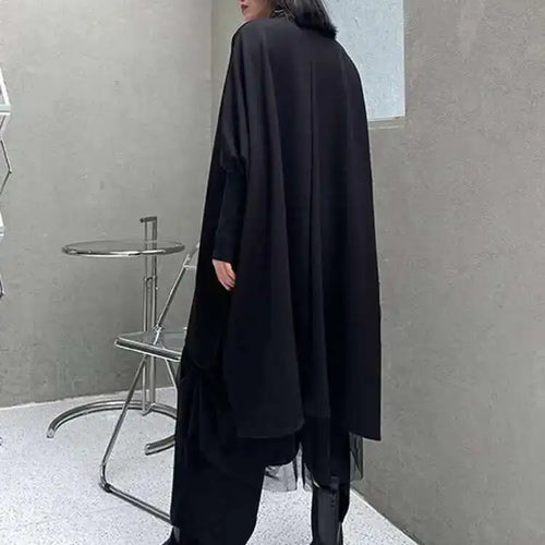 Load image into Gallery viewer, Women Black Irregular Big Size Long Blouse New Lapel Long Sleeve Loose Fit Shirt Fashion Tide Spring Autumn 2025 1DF0333
