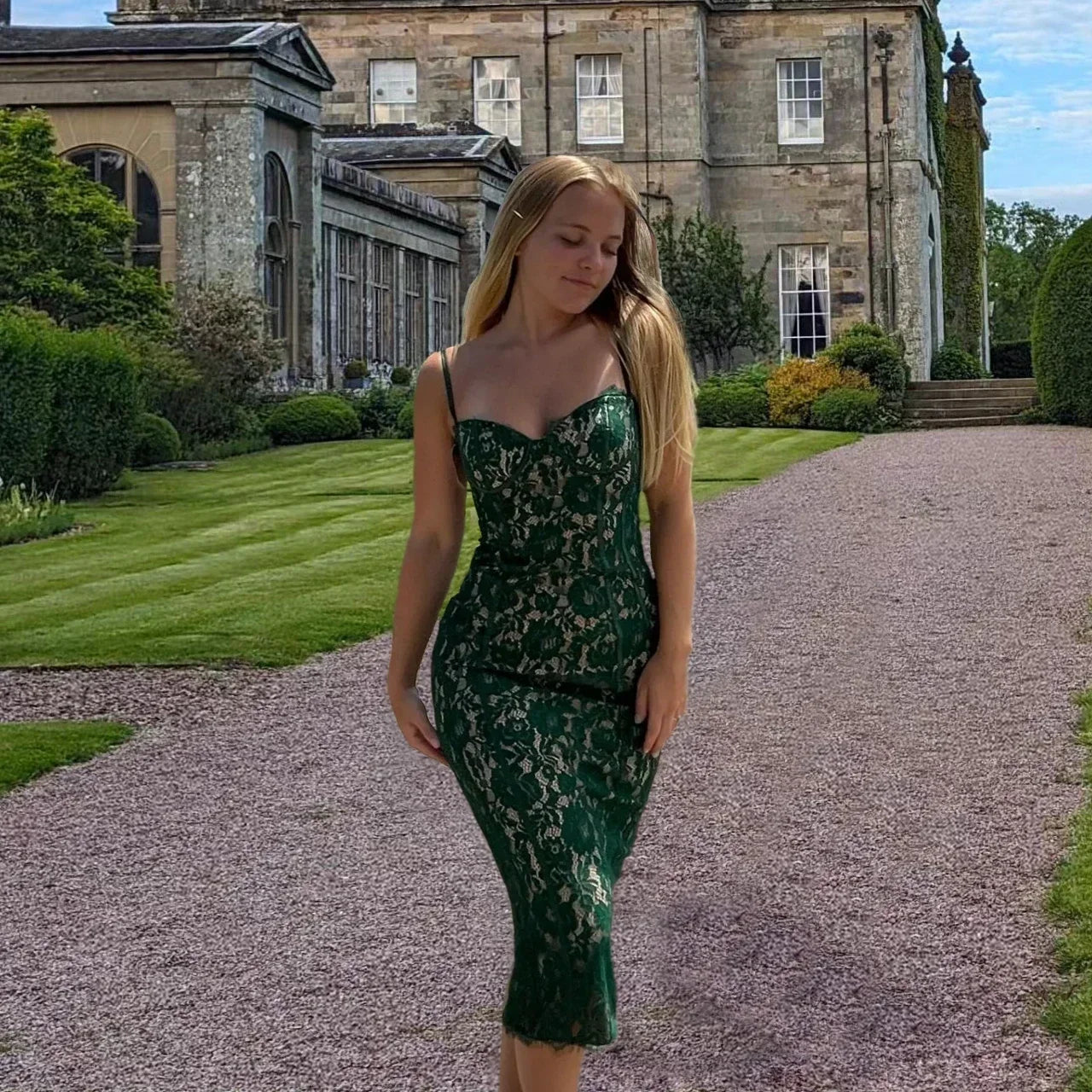 Summer Midi Green Dress Elegant Spaghetti Strap Wedding Guest Party Dresses Sexy Birthday Dresses for Women 2024