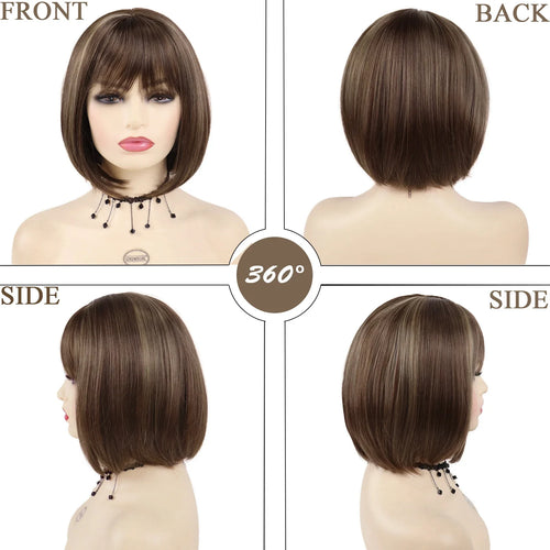 Load image into Gallery viewer, Synthetic Hair Short Wig for White Women Bobs Hairstyle Fashion Bangs Wigs Best Gift for Patient Seniors Elderly Wig
